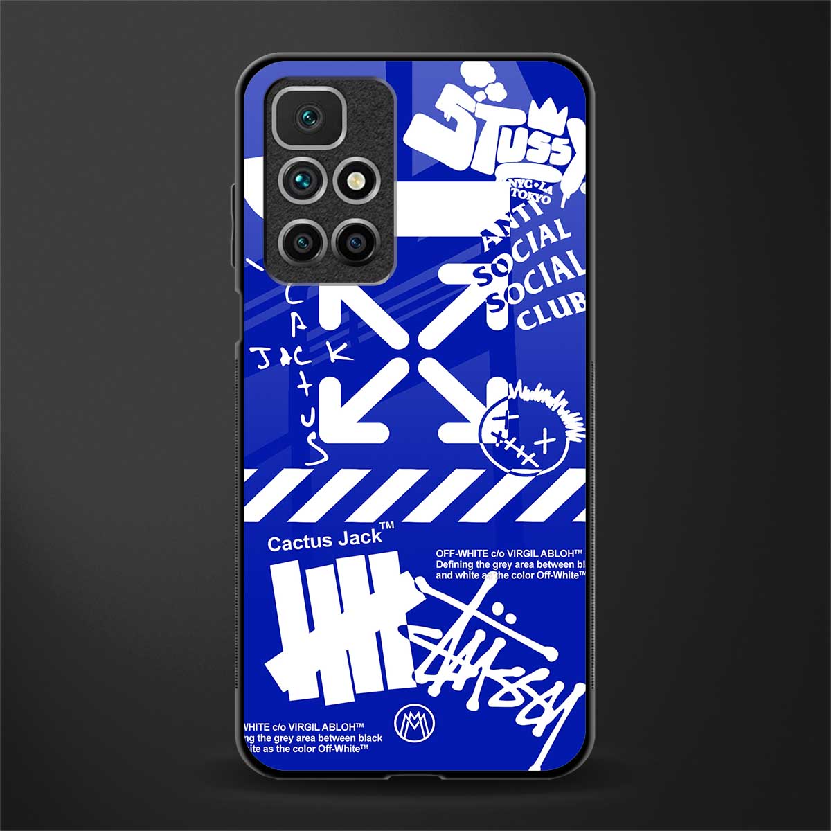 blue travis scott x anti social social club glass case for redmi 10 prime image