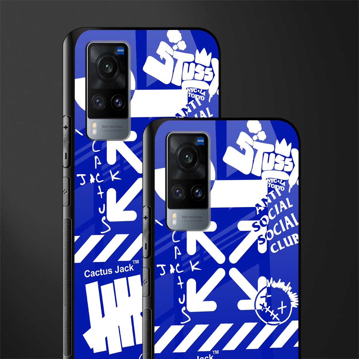 blue travis scott x anti social social club glass case for vivo x60 image-2