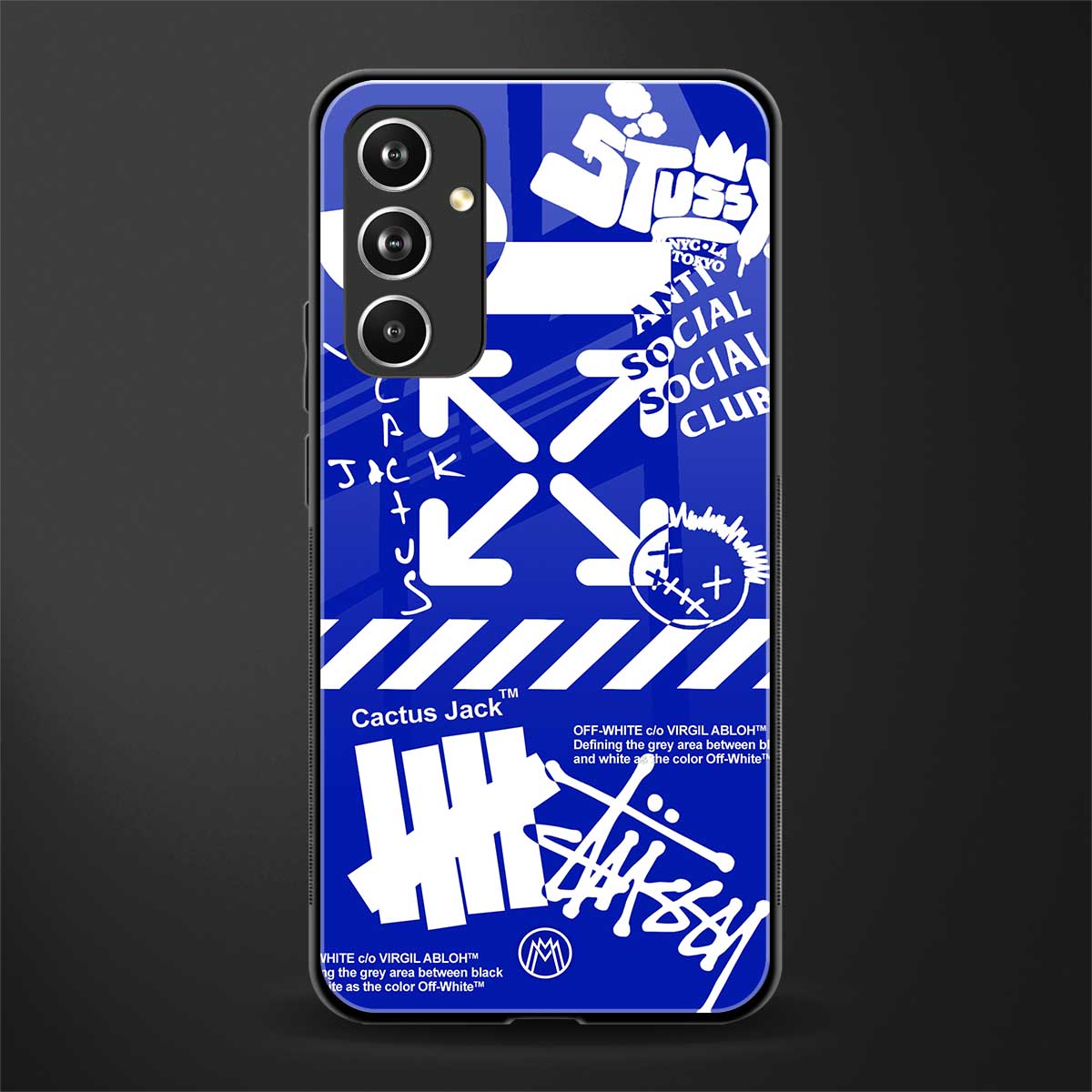 blue travis scott x anti social social club back phone cover | glass case for samsung galaxy a54 5g