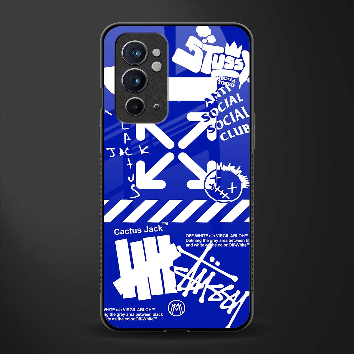 blue travis scott x anti social social club glass case for oneplus 9rt image