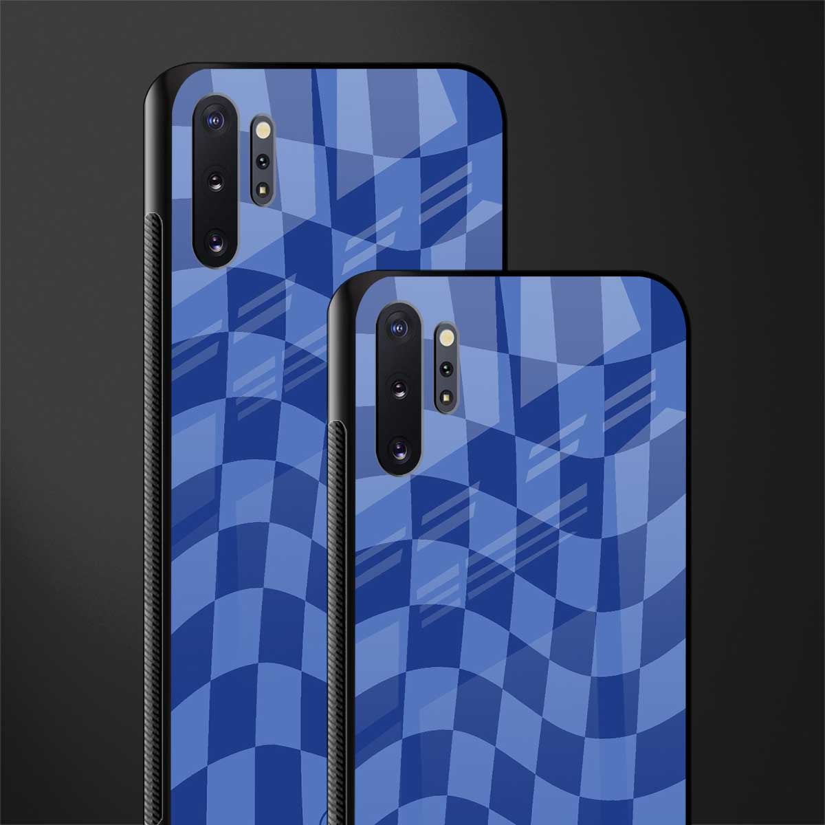 blue trippy check pattern glass case for samsung galaxy note 10 plus image-2