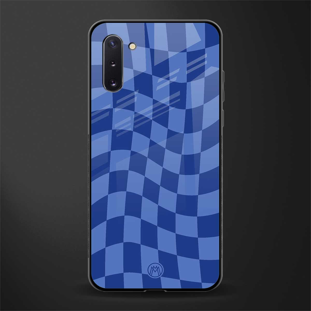 blue trippy check pattern glass case for samsung galaxy note 10 image