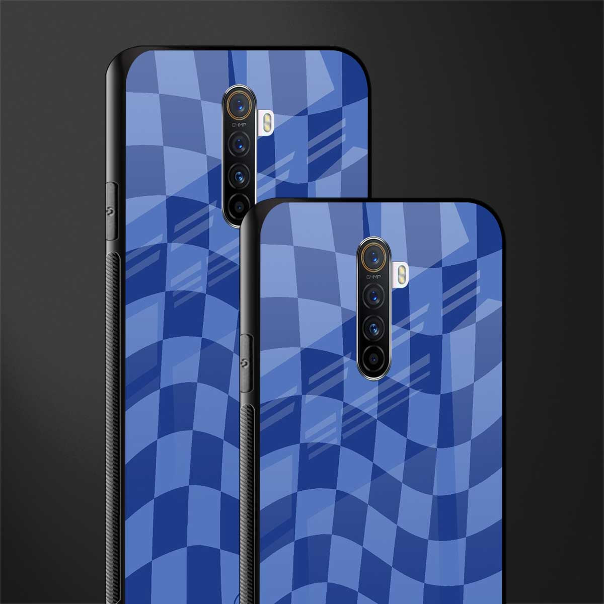blue trippy check pattern glass case for realme x2 pro image-2