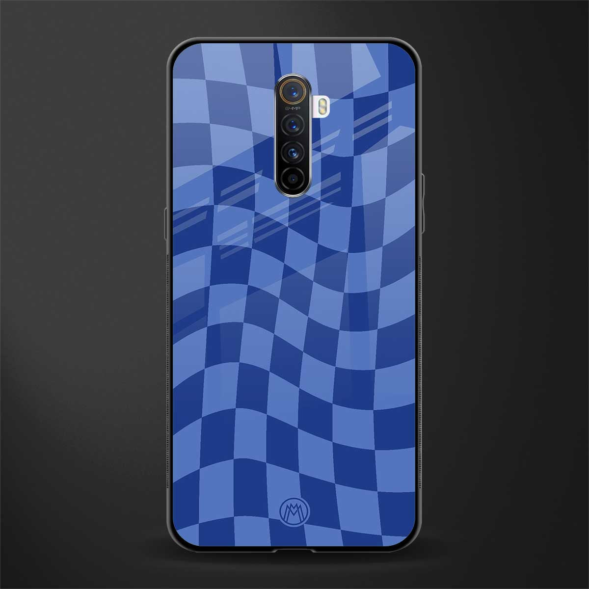 blue trippy check pattern glass case for realme x2 pro image