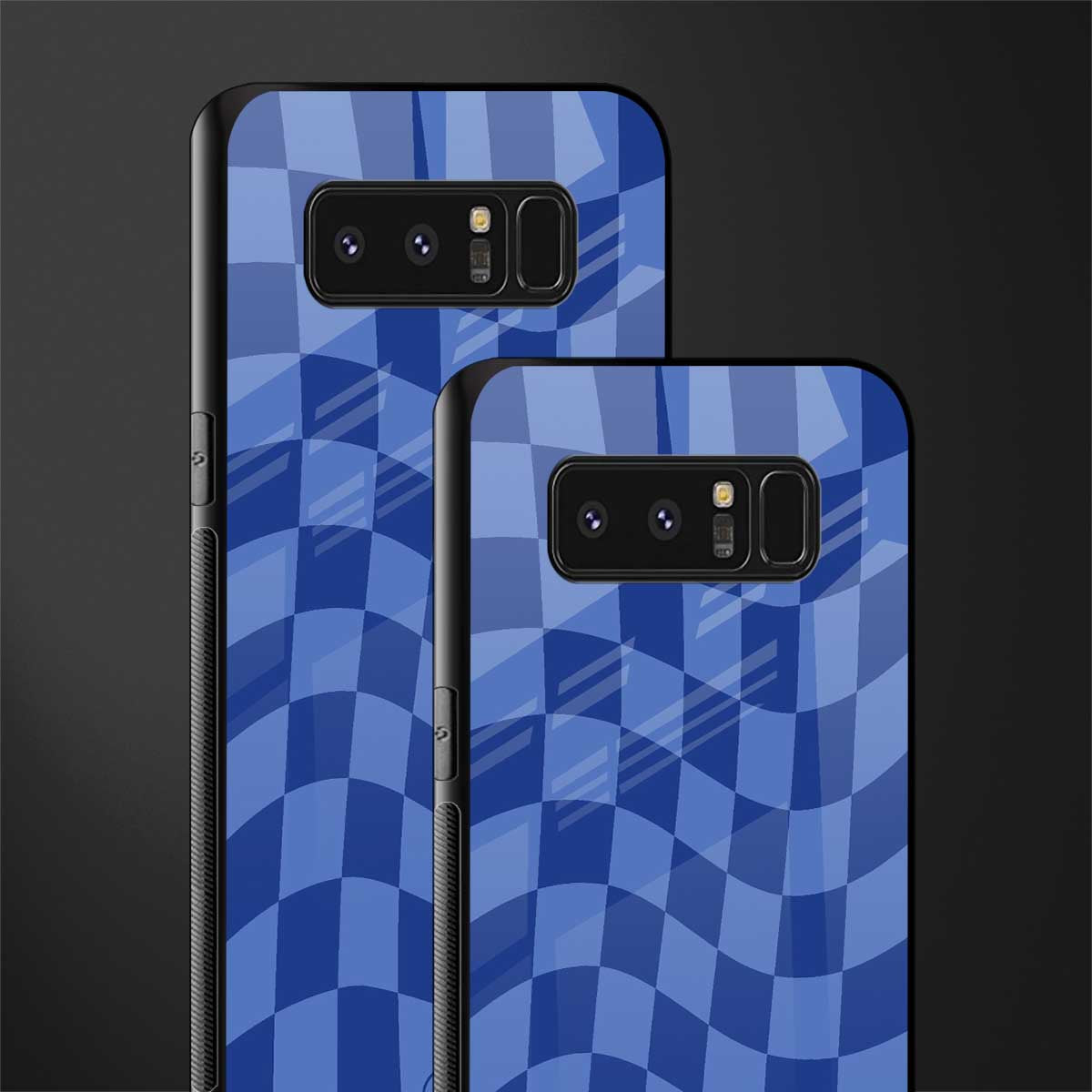 blue trippy check pattern glass case for samsung galaxy note 8 image-2