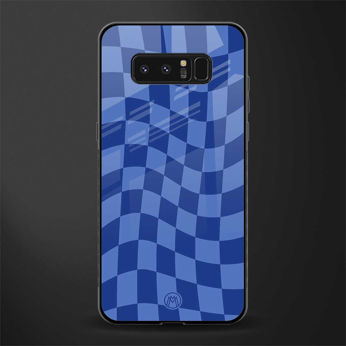 blue trippy check pattern glass case for samsung galaxy note 8 image