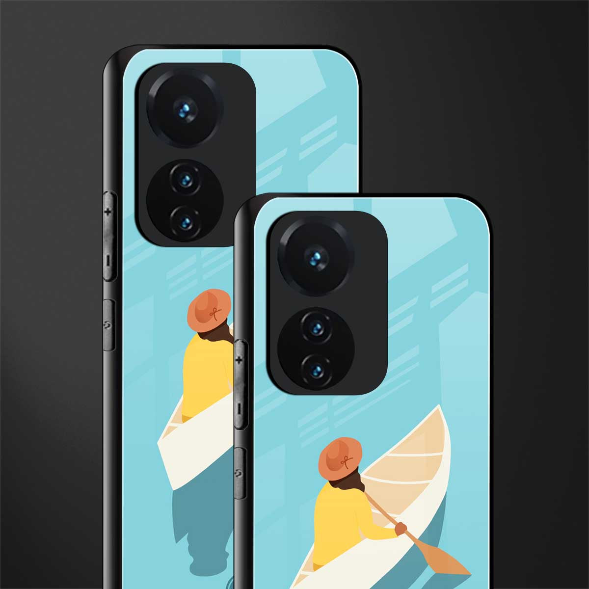 boat girl back phone cover | glass case for vivo t1 44w 4g