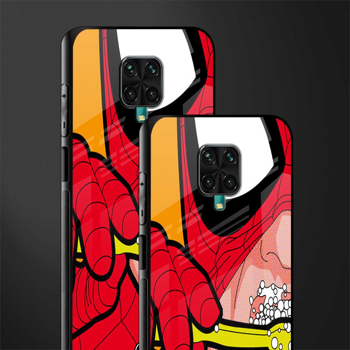 brushing spiderman glass case for redmi note 9 pro max image-2