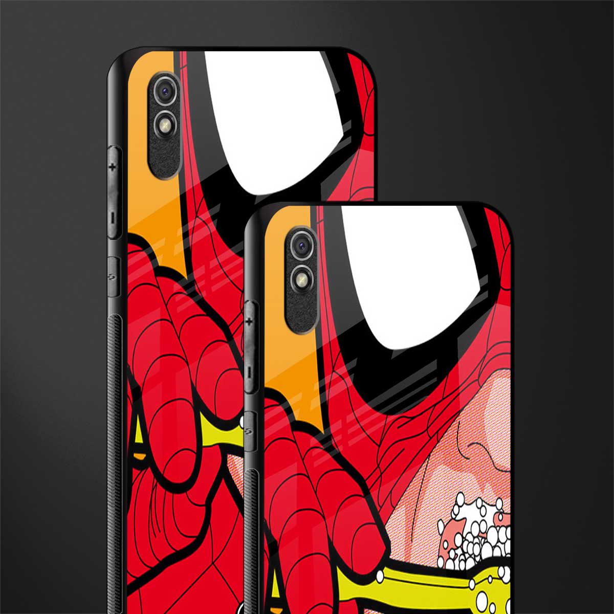 brushing spiderman glass case for redmi 9i image-2