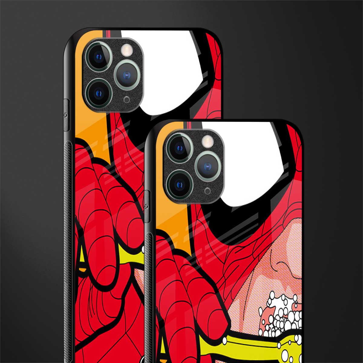 brushing spiderman glass case for iphone 11 pro image-2