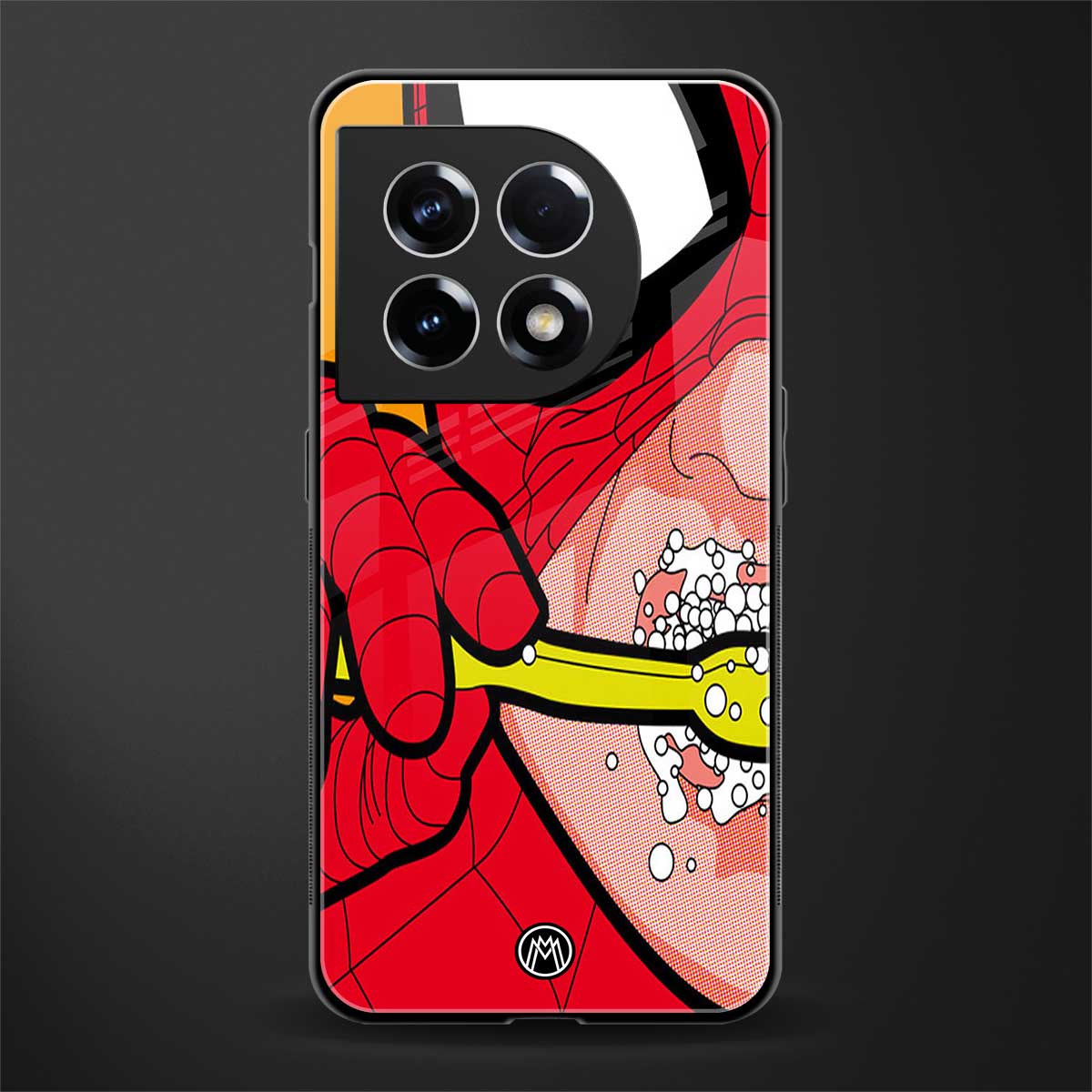 brushing spiderman back phone cover | glass case for oneplus 11