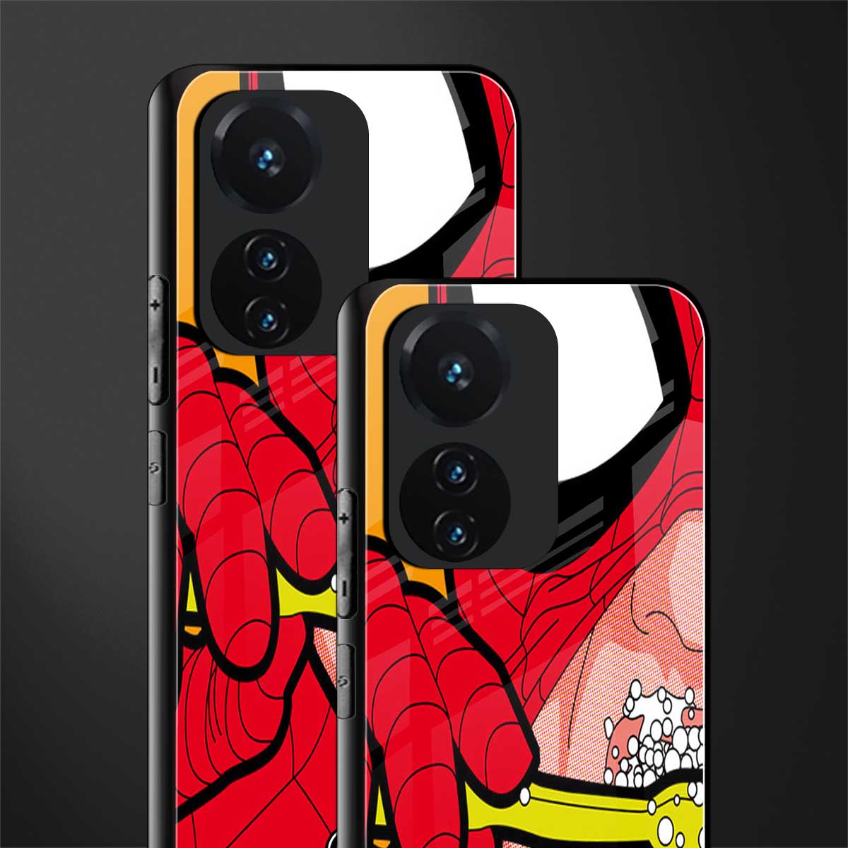 brushing spiderman back phone cover | glass case for vivo t1 44w 4g