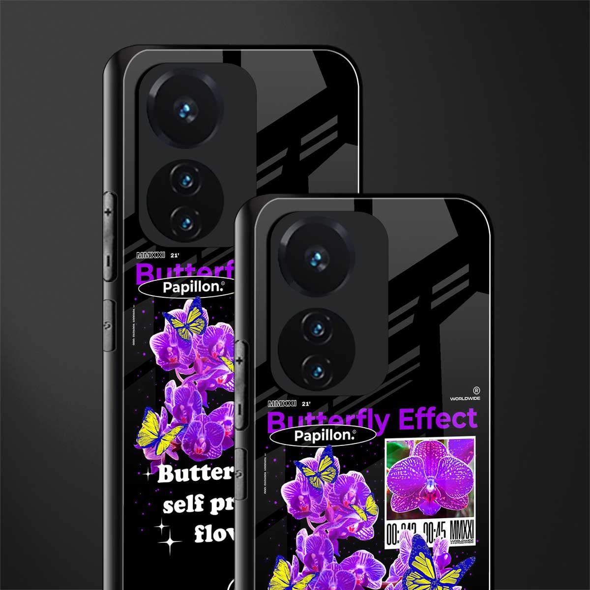 butterfly effect back phone cover | glass case for vivo t1 44w 4g
