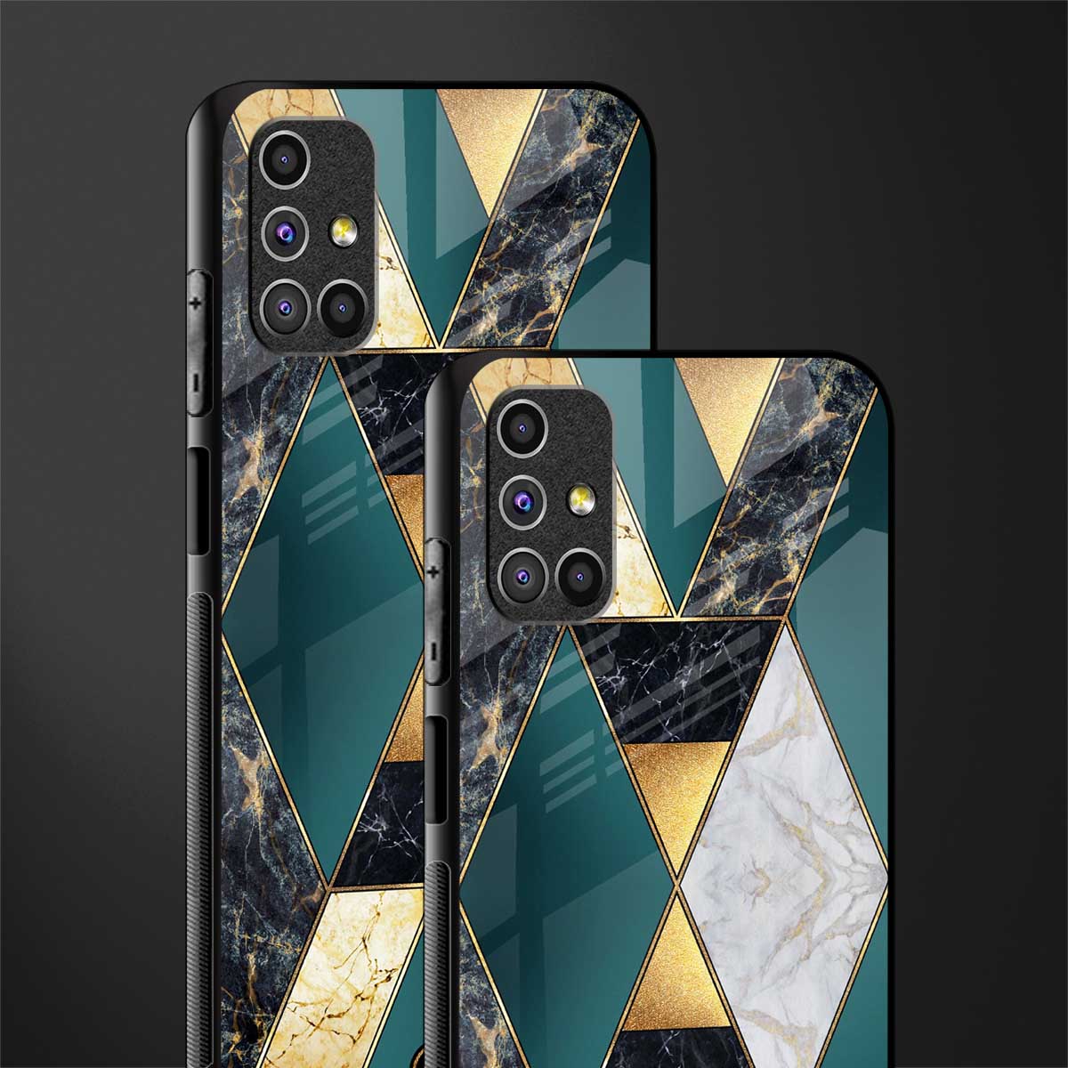 cadmium gold marble glass case for samsung galaxy m51 image-2