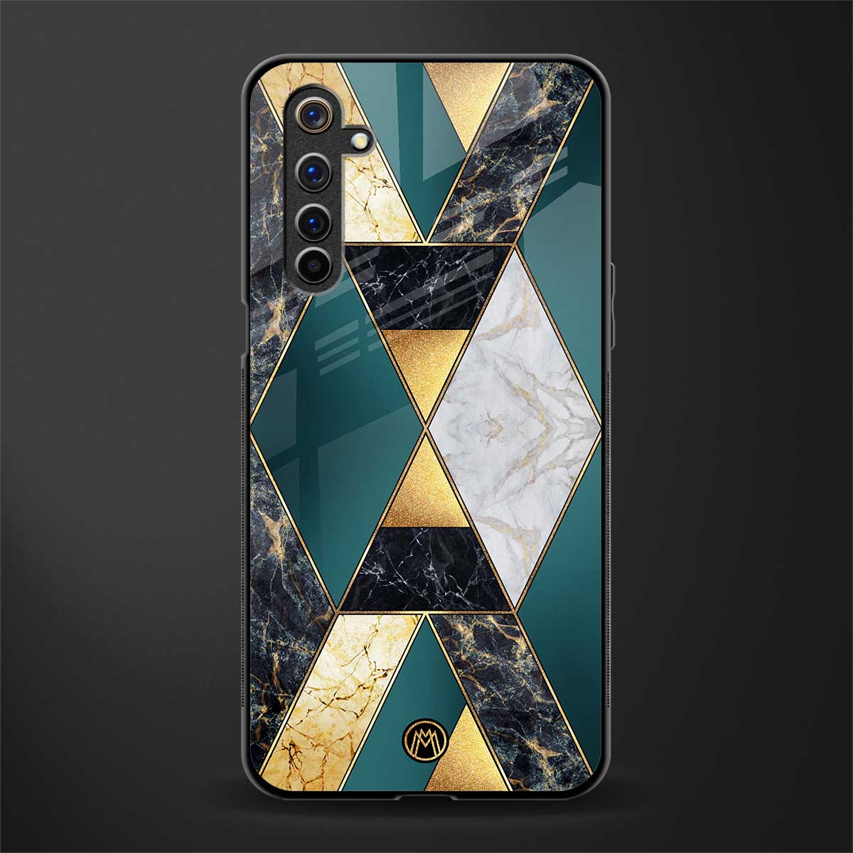 cadmium gold marble glass case for realme 6i image