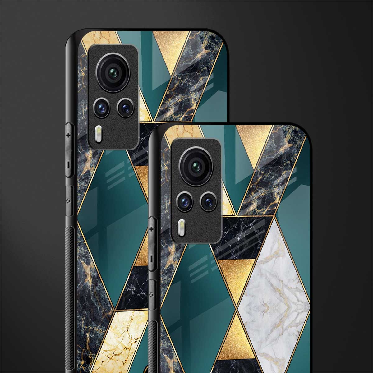 cadmium gold marble glass case for vivo x60 pro image-2