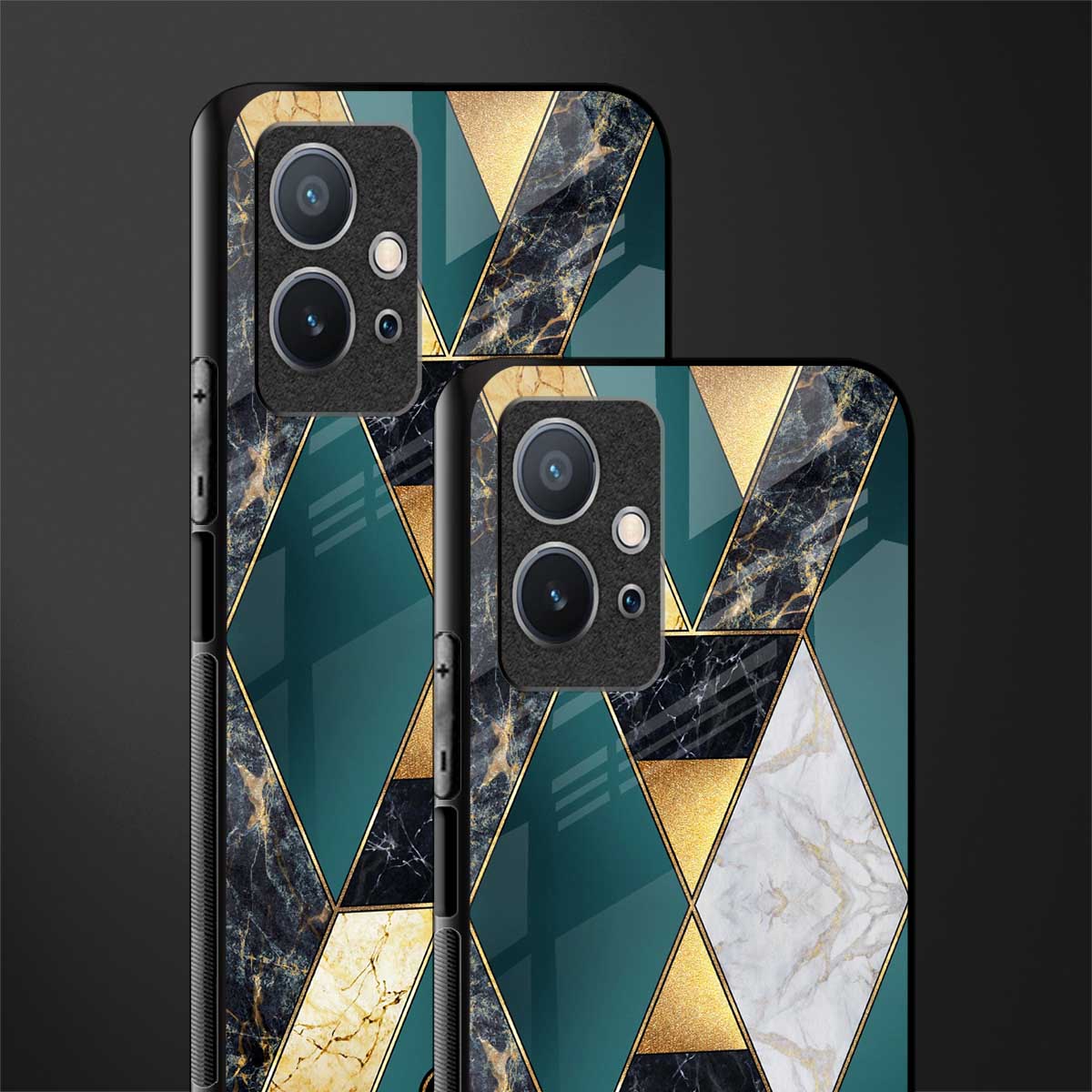 cadmium gold marble glass case for vivo y75 5g image-2