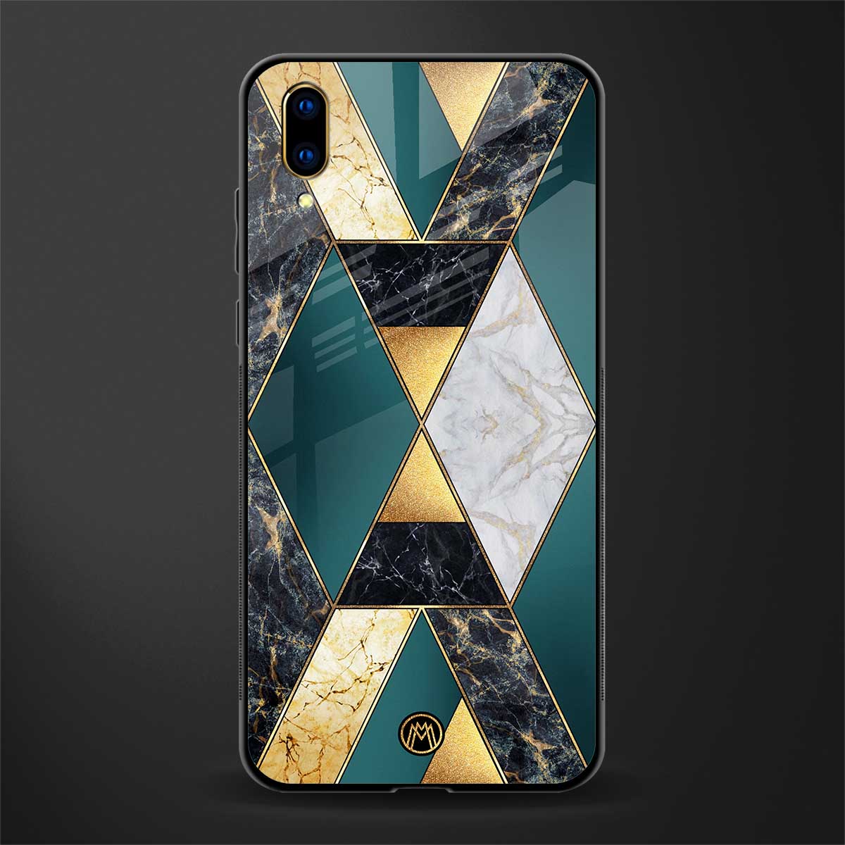 cadmium gold marble glass case for vivo v11 pro image