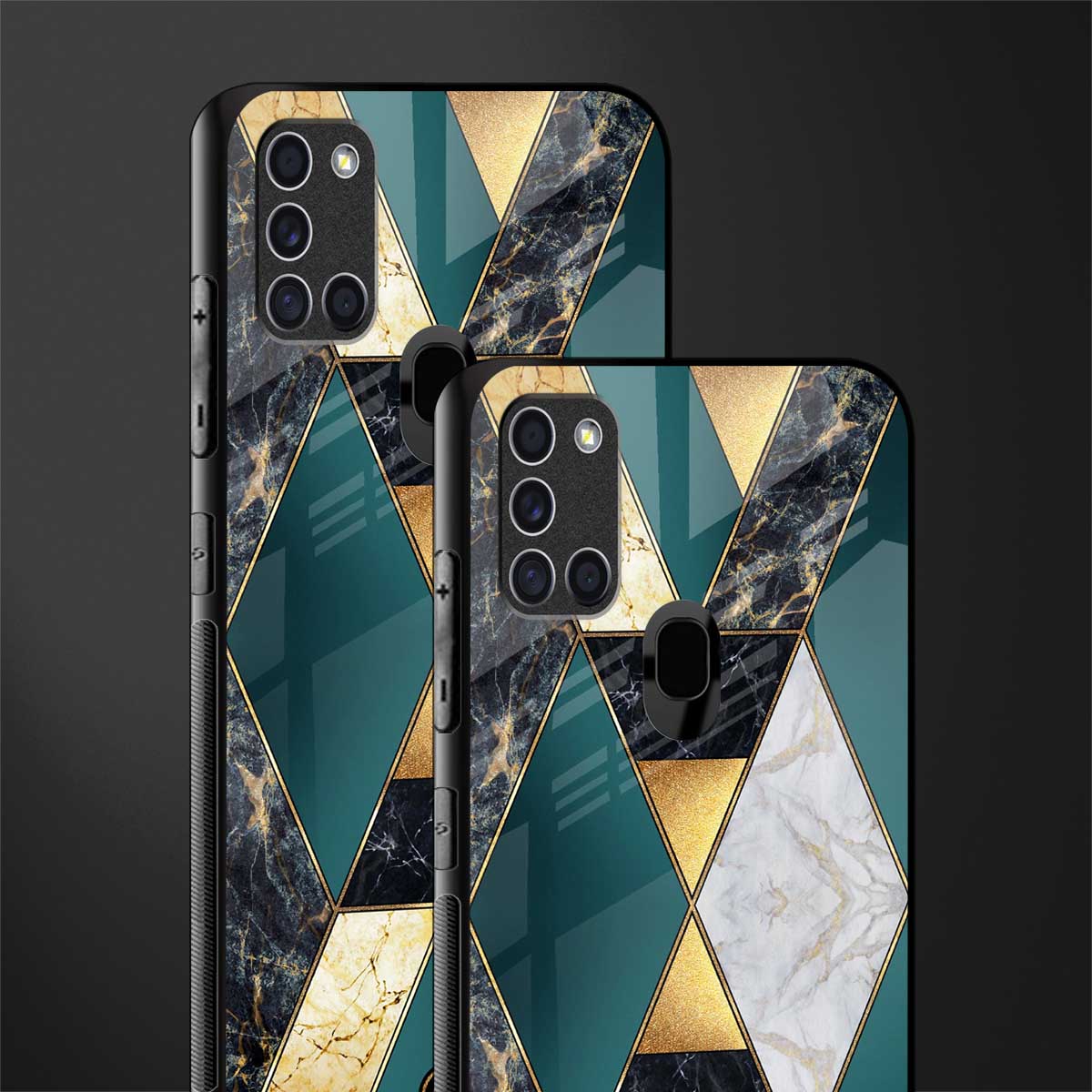 cadmium gold marble glass case for samsung galaxy a21s image-2