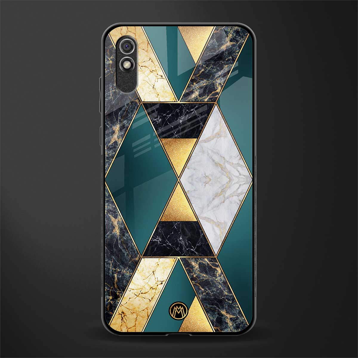 cadmium gold marble glass case for redmi 9a image