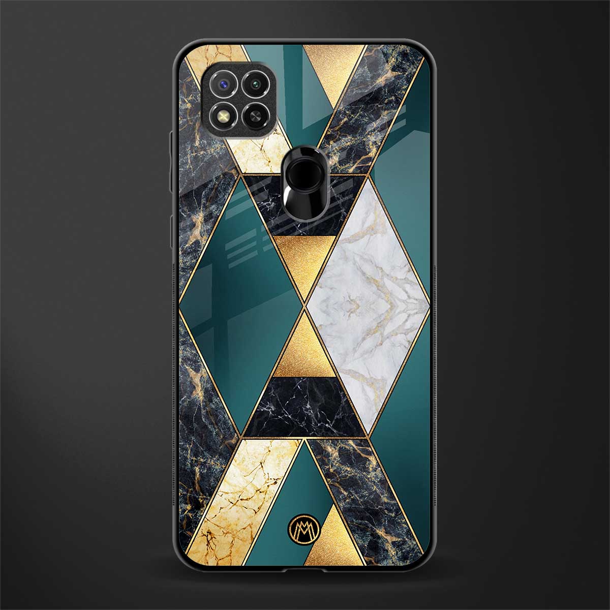 cadmium gold marble glass case for redmi 9 image