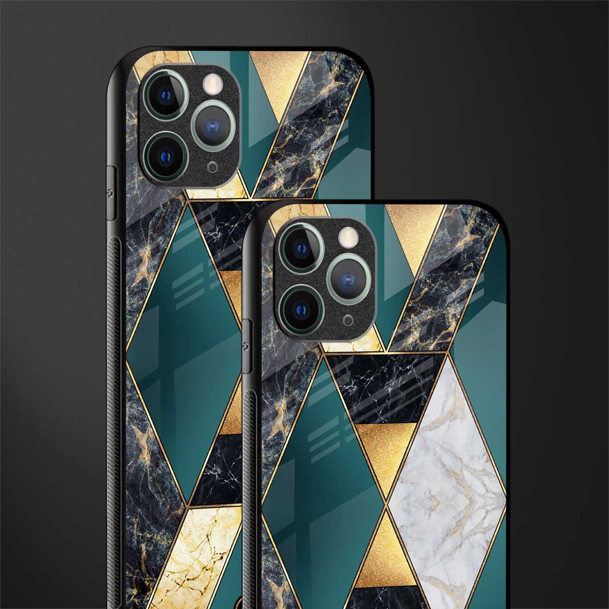 cadmium gold marble glass case for iphone 11 pro image-2