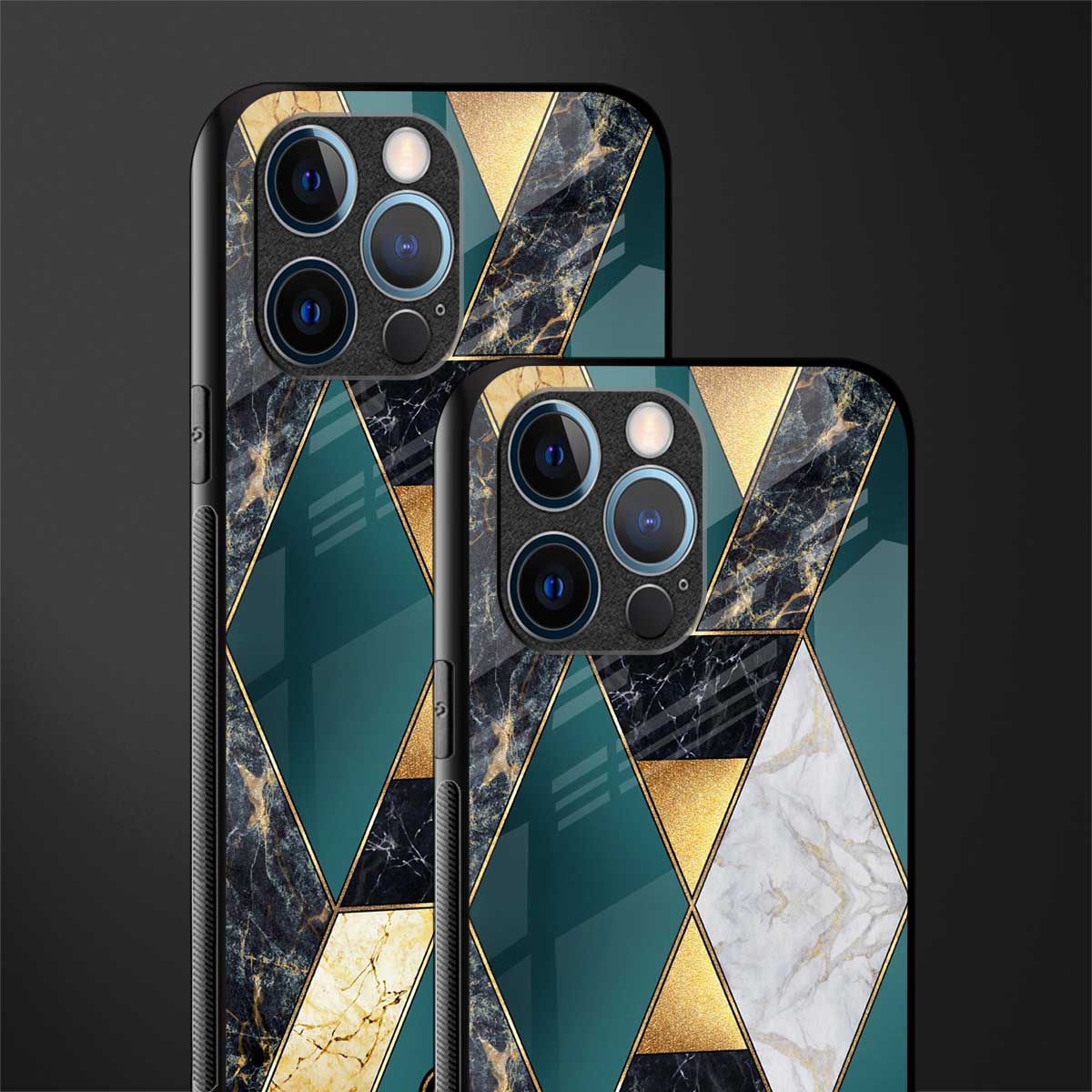 cadmium gold marble glass case for iphone 12 pro image-2