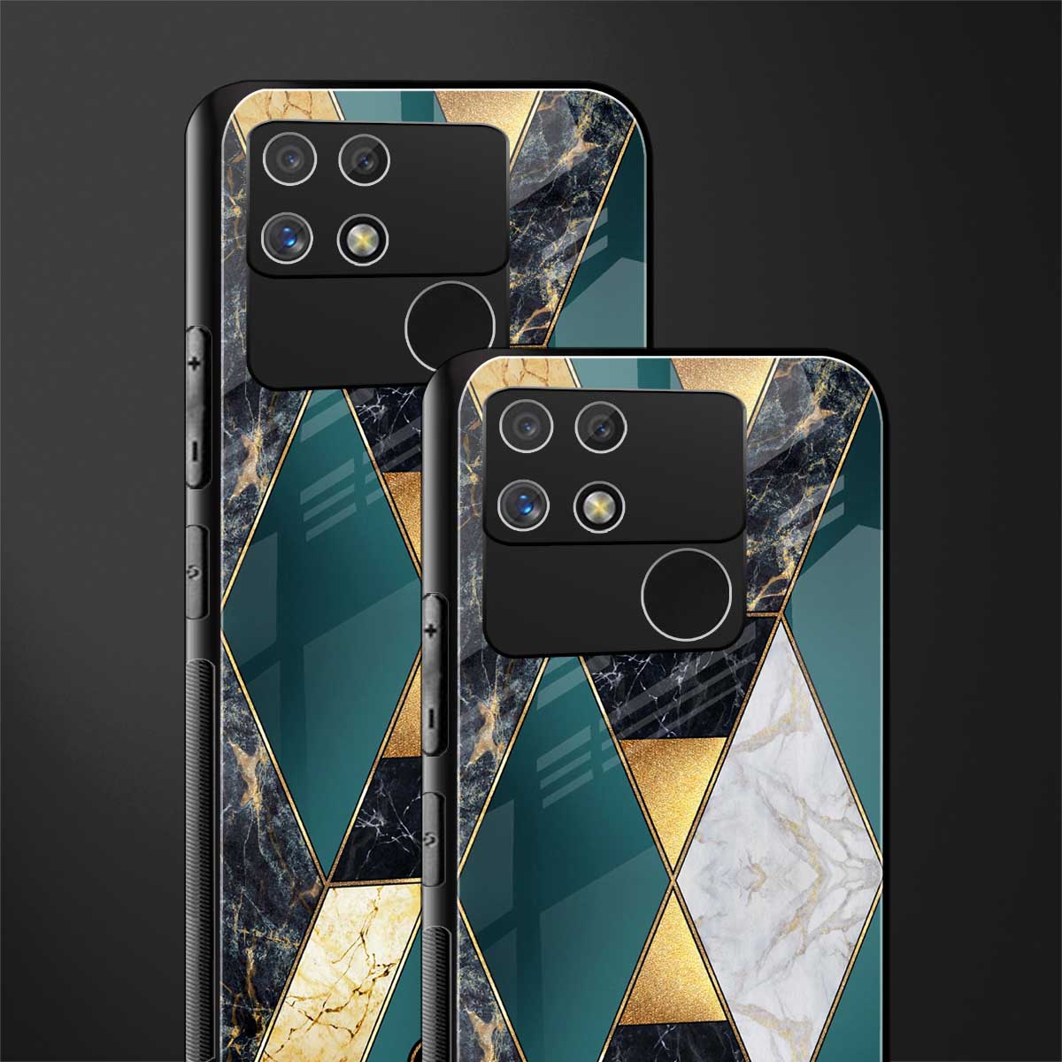 cadmium gold marble back phone cover | glass case for realme narzo 50a