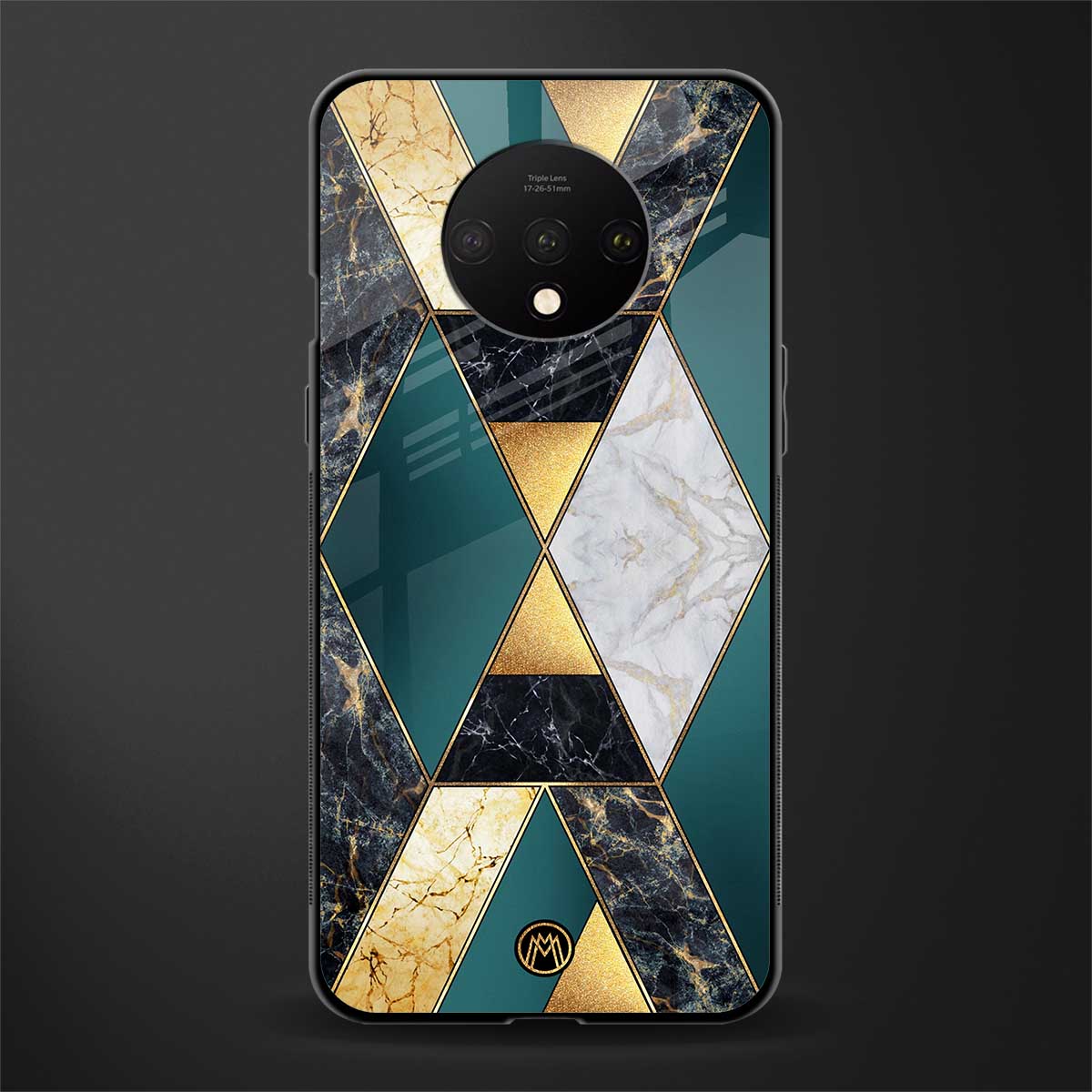 cadmium gold marble glass case for oneplus 7t image
