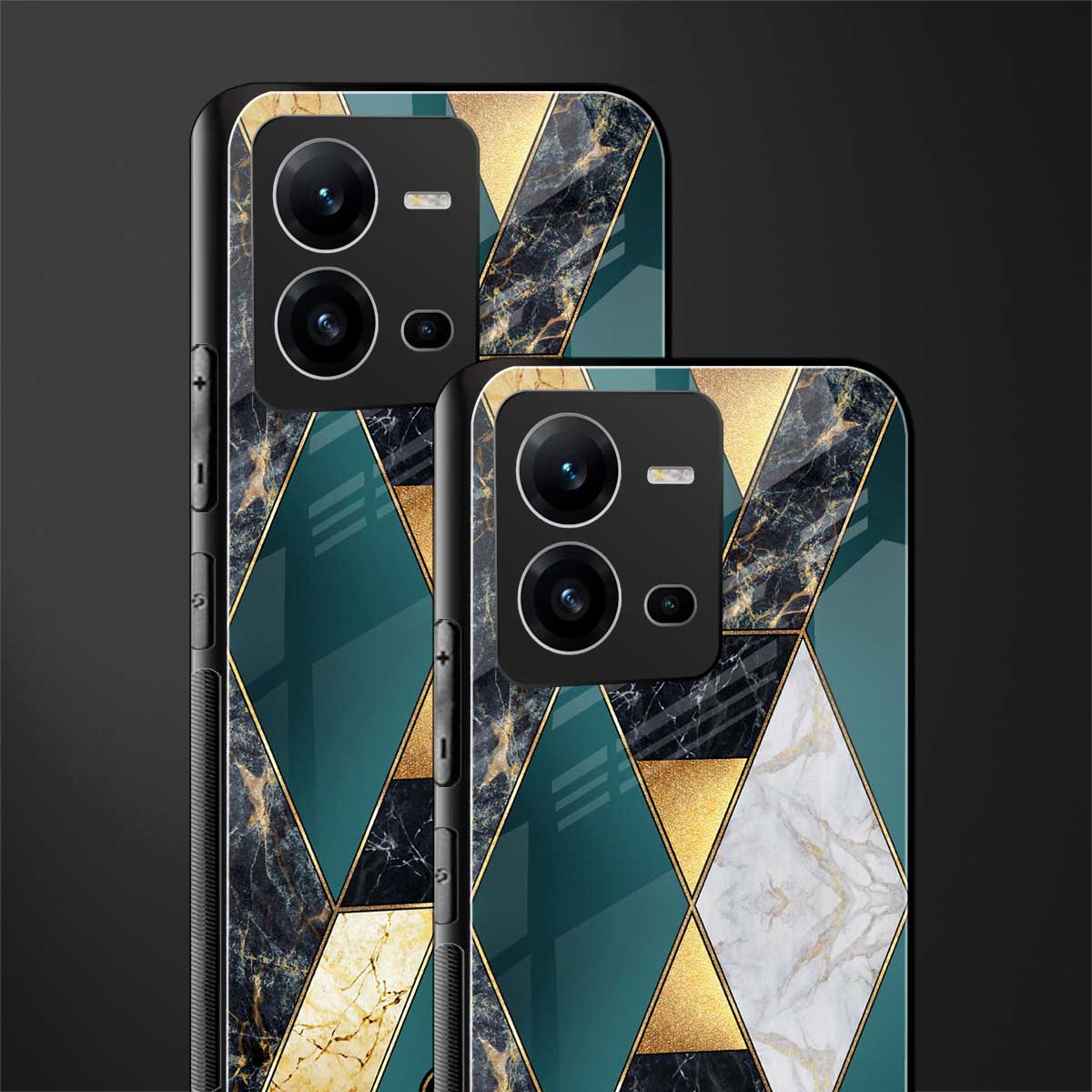 cadmium gold marble back phone cover | glass case for vivo v25-5g