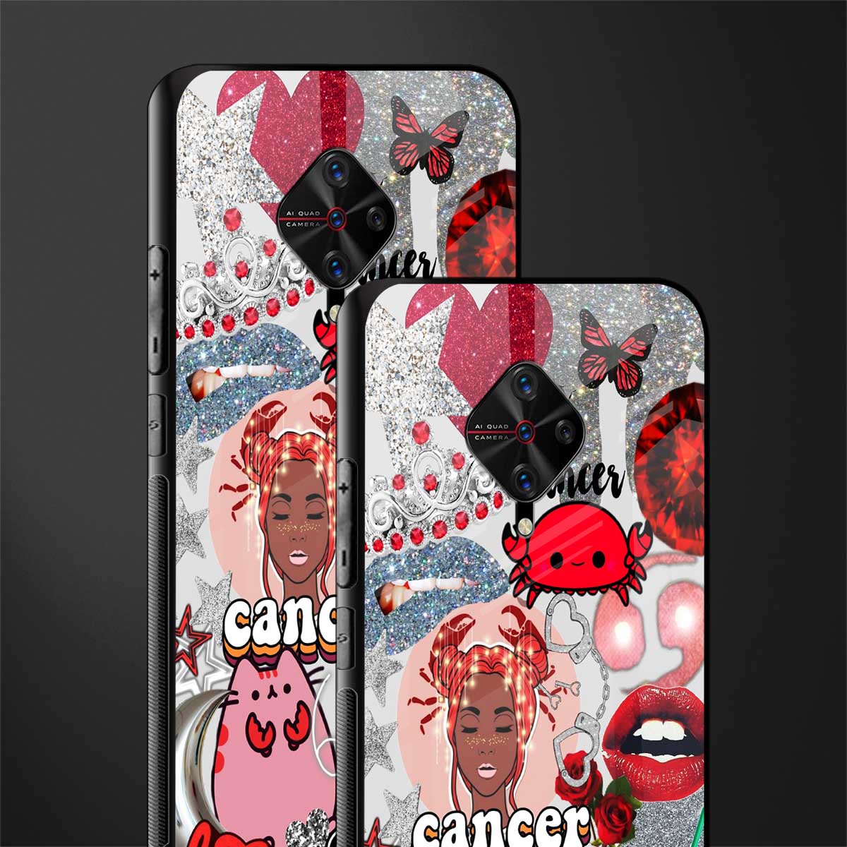 cancer aesthetic collage glass case for vivo s1 pro image-2