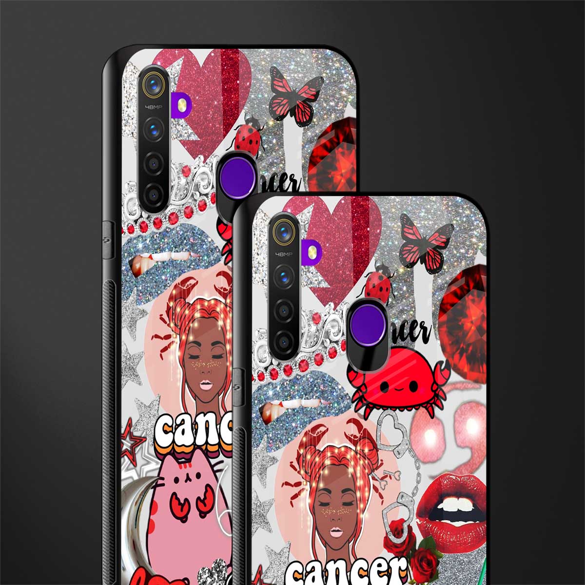 cancer aesthetic collage glass case for realme 5s image-2