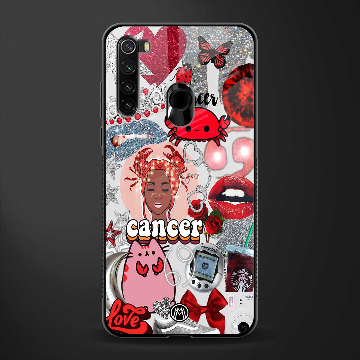 cancer aesthetic collage glass case for redmi note 8 image