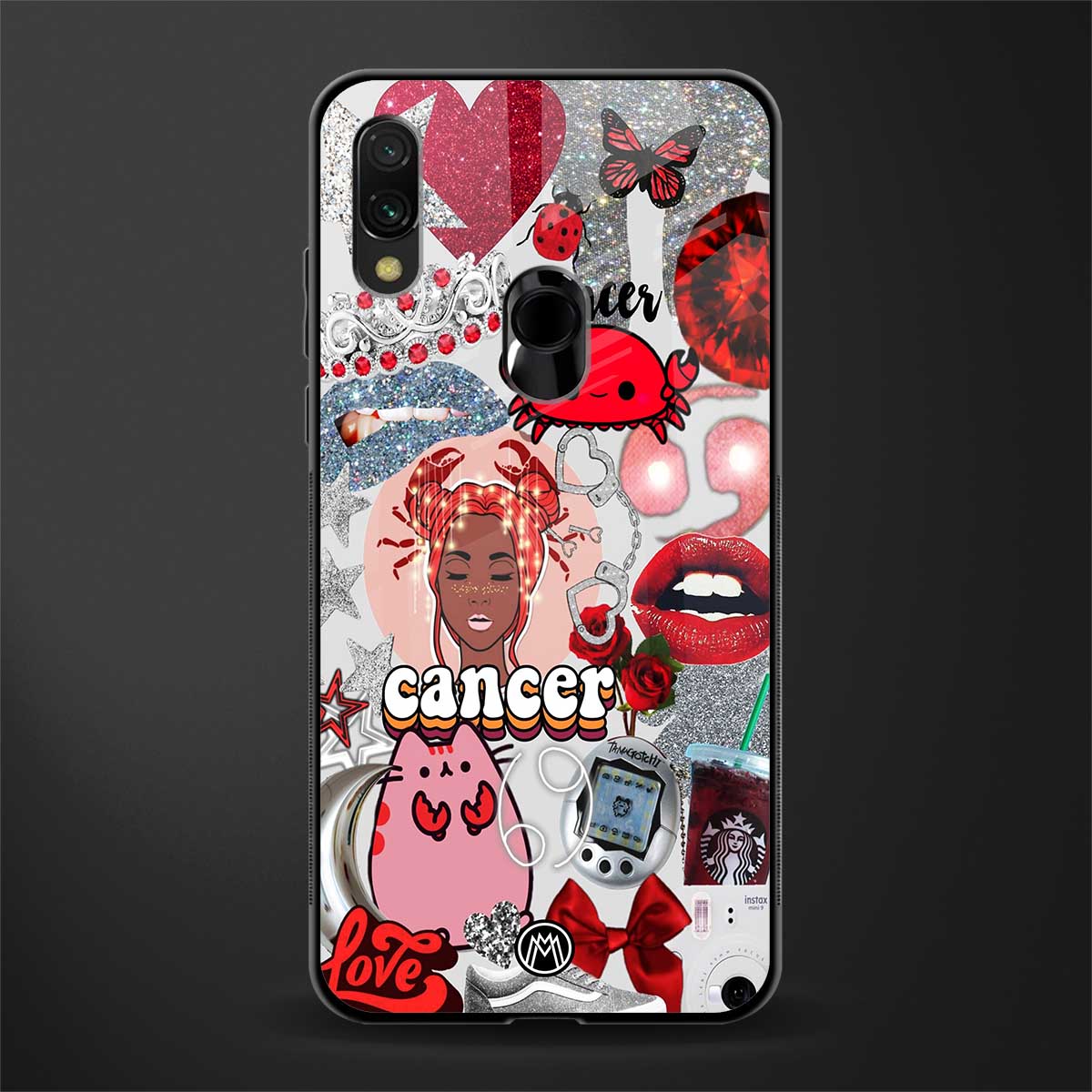 cancer aesthetic collage glass case for redmi 7redmi y3 image