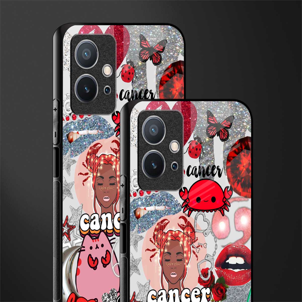cancer aesthetic collage glass case for vivo y75 5g image-2