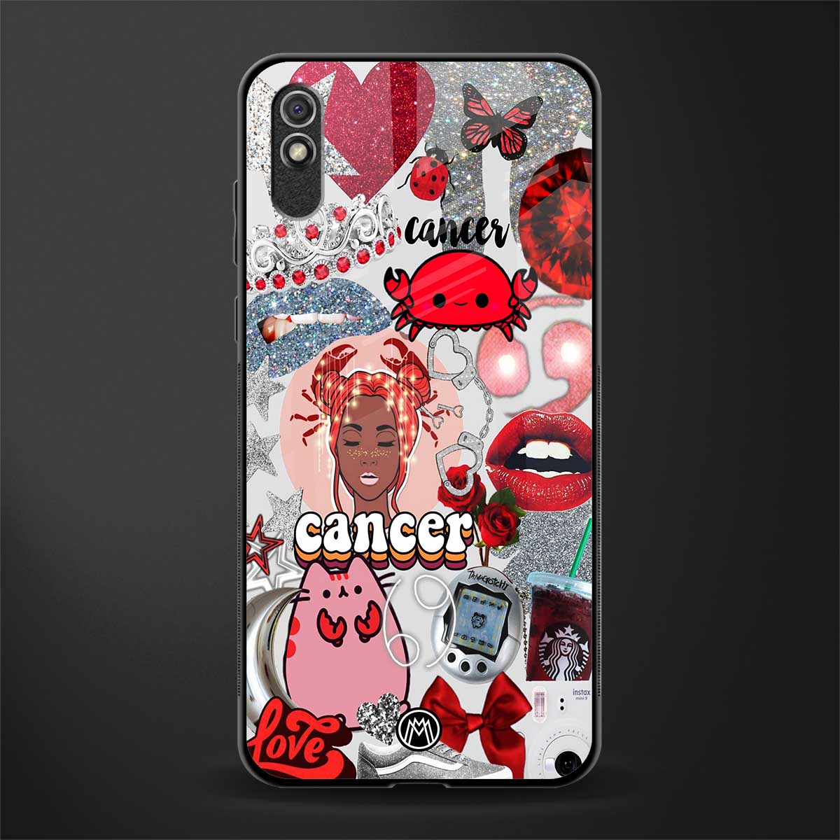 cancer aesthetic collage glass case for redmi 9a image