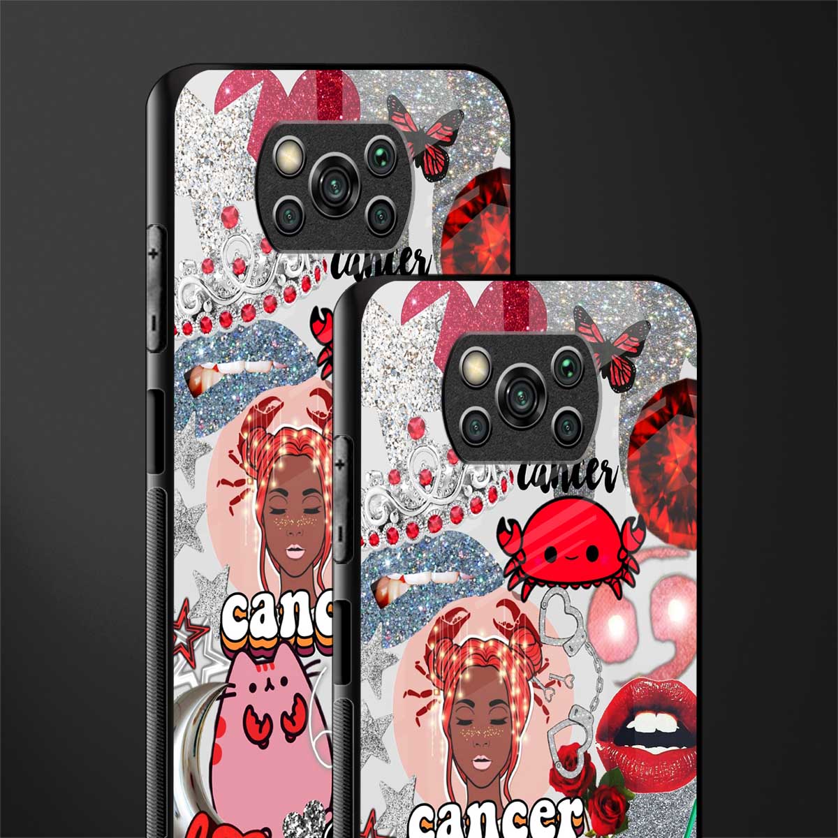 cancer aesthetic collage glass case for poco x3 image-2