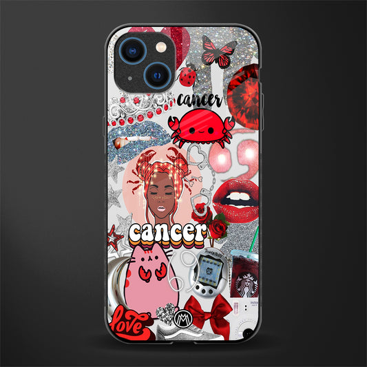 cancer aesthetic collage glass case for iphone 13 image