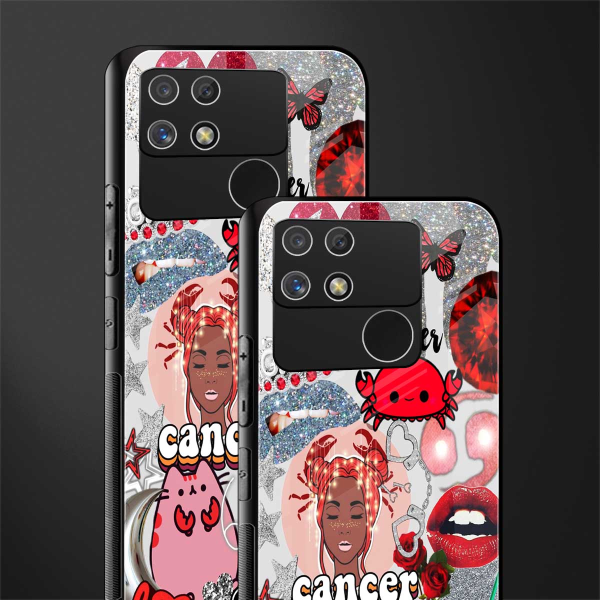 cancer aesthetic collage back phone cover | glass case for realme narzo 50a