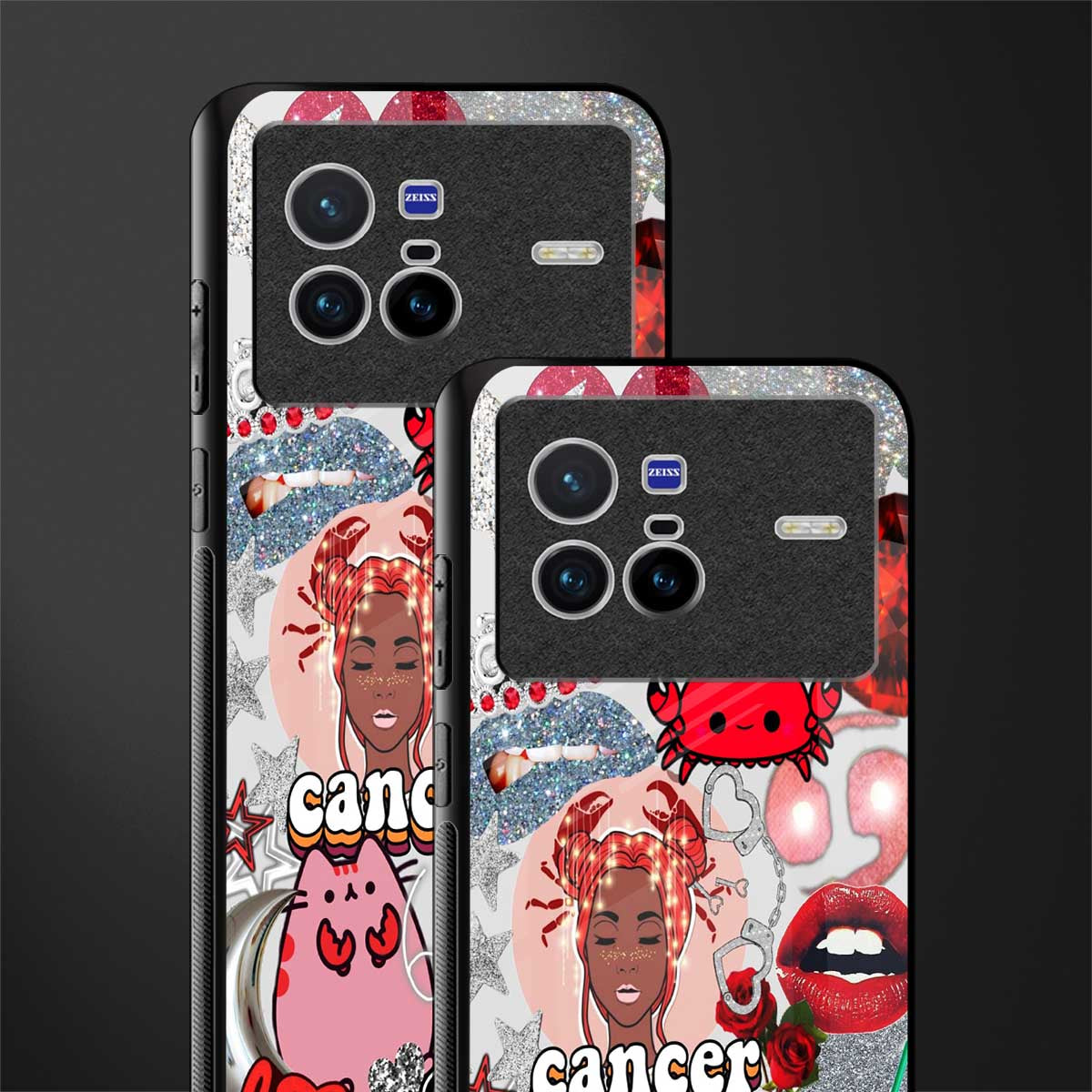 cancer aesthetic collage glass case for vivo x80 image-2