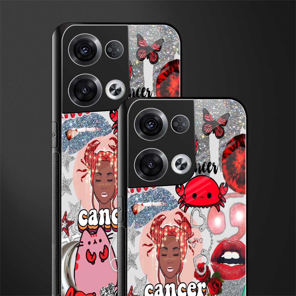 cancer aesthetic collage back phone cover | glass case for oppo reno 8