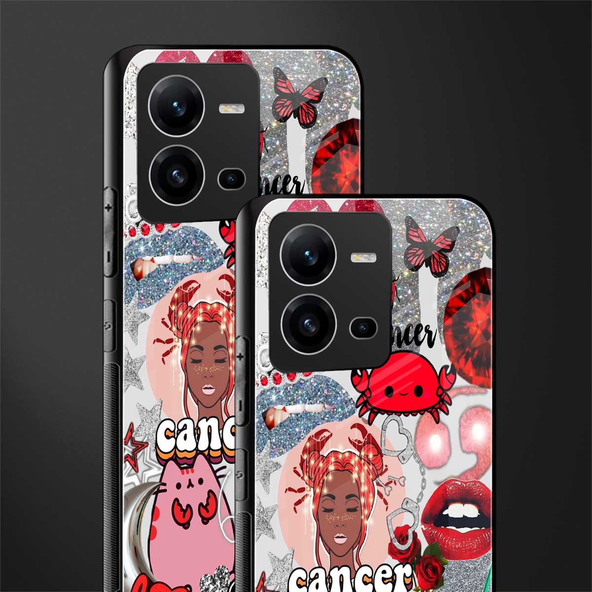 cancer aesthetic collage back phone cover | glass case for vivo v25-5g