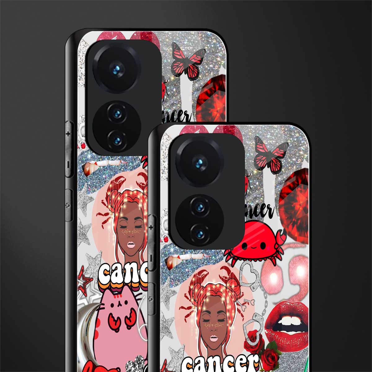 cancer aesthetic collage back phone cover | glass case for vivo t1 44w 4g