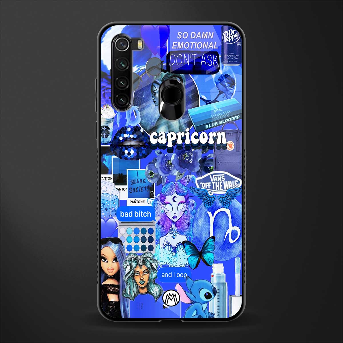 capricorn aesthetic collage glass case for redmi note 8 image