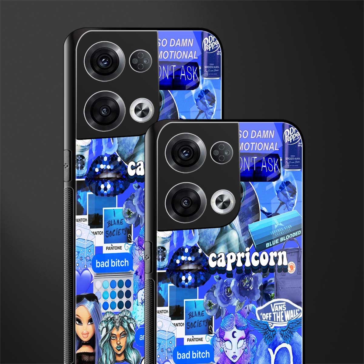 capricorn aesthetic collage back phone cover | glass case for oppo reno 8