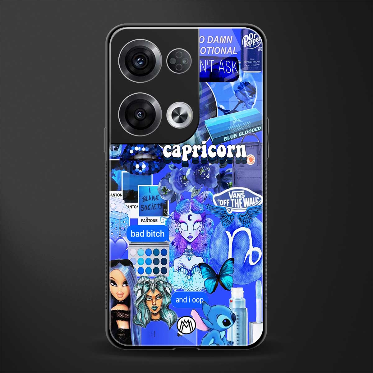 capricorn aesthetic collage back phone cover | glass case for oppo reno 8