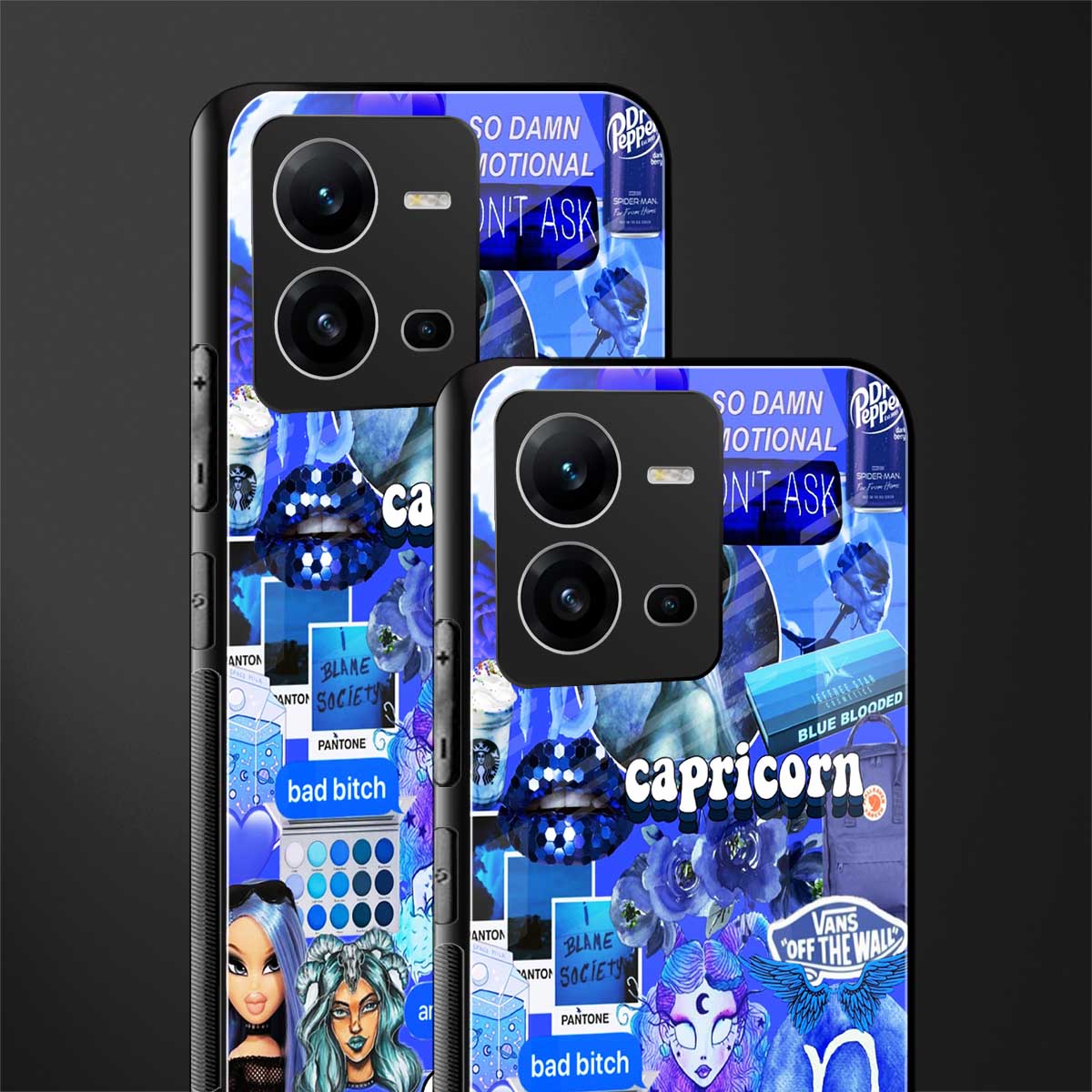 capricorn aesthetic collage back phone cover | glass case for vivo v25-5g