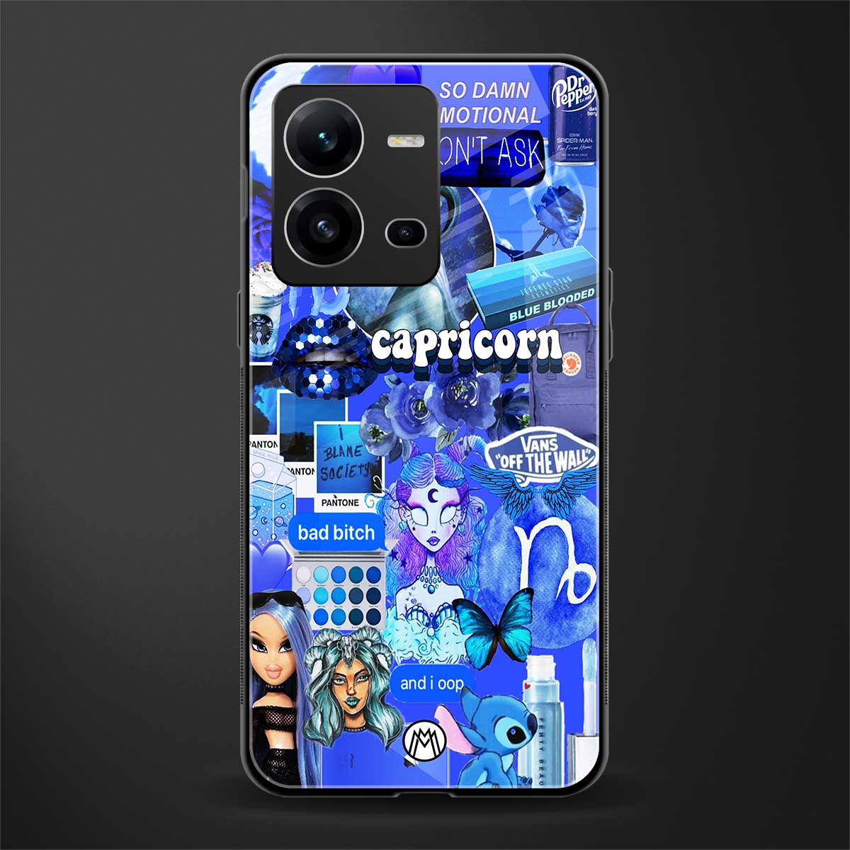 capricorn aesthetic collage back phone cover | glass case for vivo v25-5g