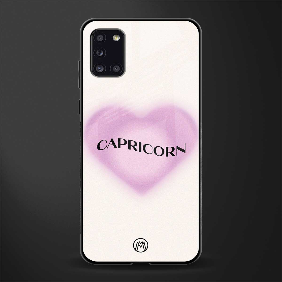 capricorn minimalistic glass case for samsung galaxy a31 image