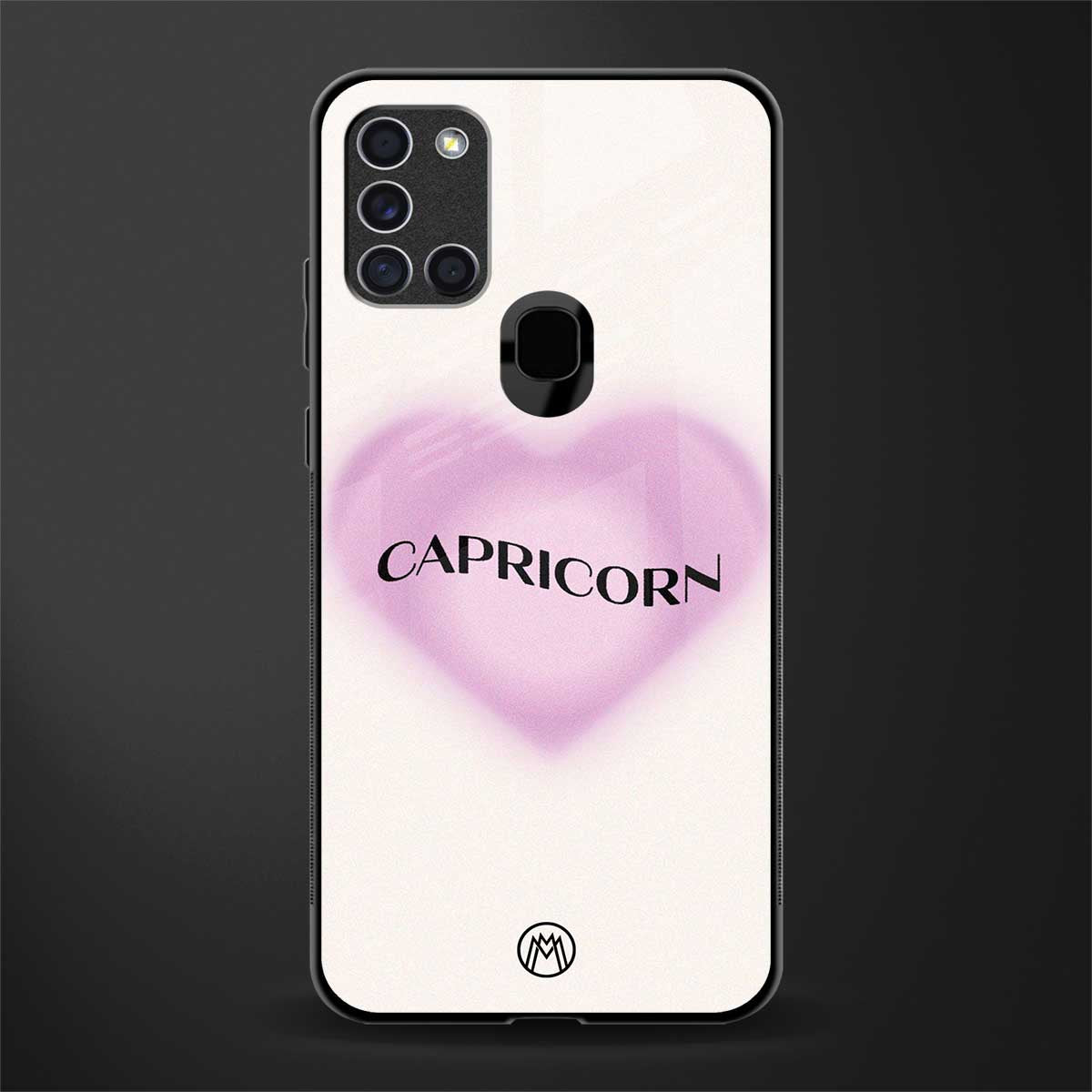 capricorn minimalistic glass case for samsung galaxy a21s image